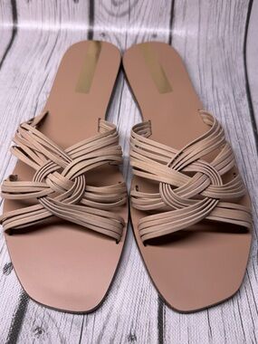 BRAND NEW Size 10 KAANAS Miciela Sandals Beige 5 Strappy Knotted Leather Slide